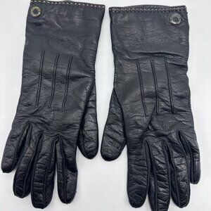 Coach Black Leather Gloves Cashmere Lining Size 6.5 Womens
